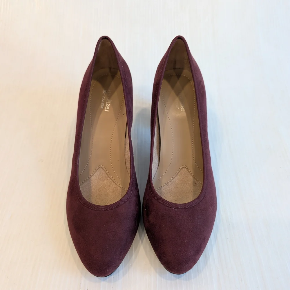 NATURALIZER Naomi Women's Burgandy Faux Suede Heeled Pumps Size 8.5